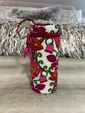 VERA BRADLEY Lillie Bell 2013 Baby Bottle Carrier Pink Orange Floral Insulated